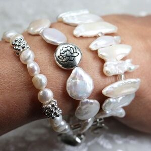 White Pearl Multi-strand Handcrafted Bracelet